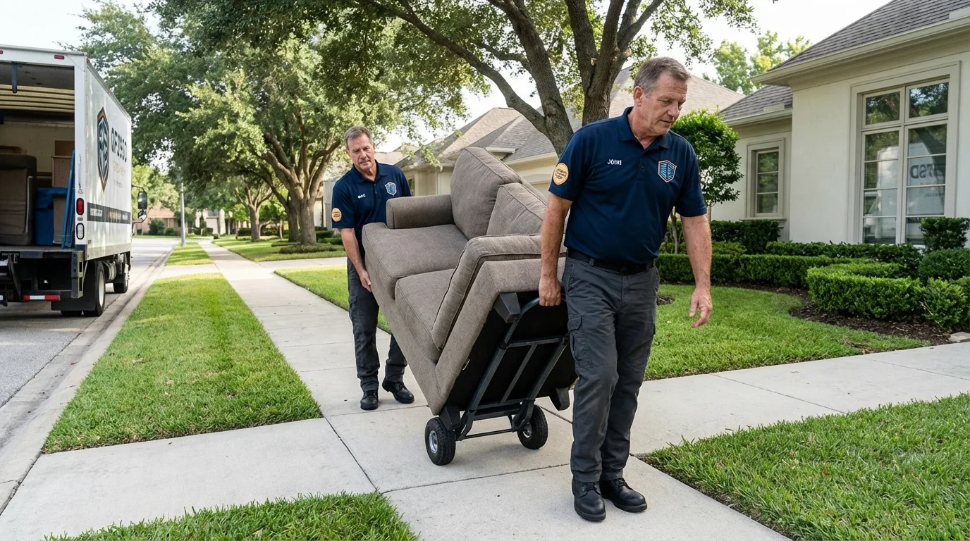 Local residential moving crew loading furniture in Pinetops, NC